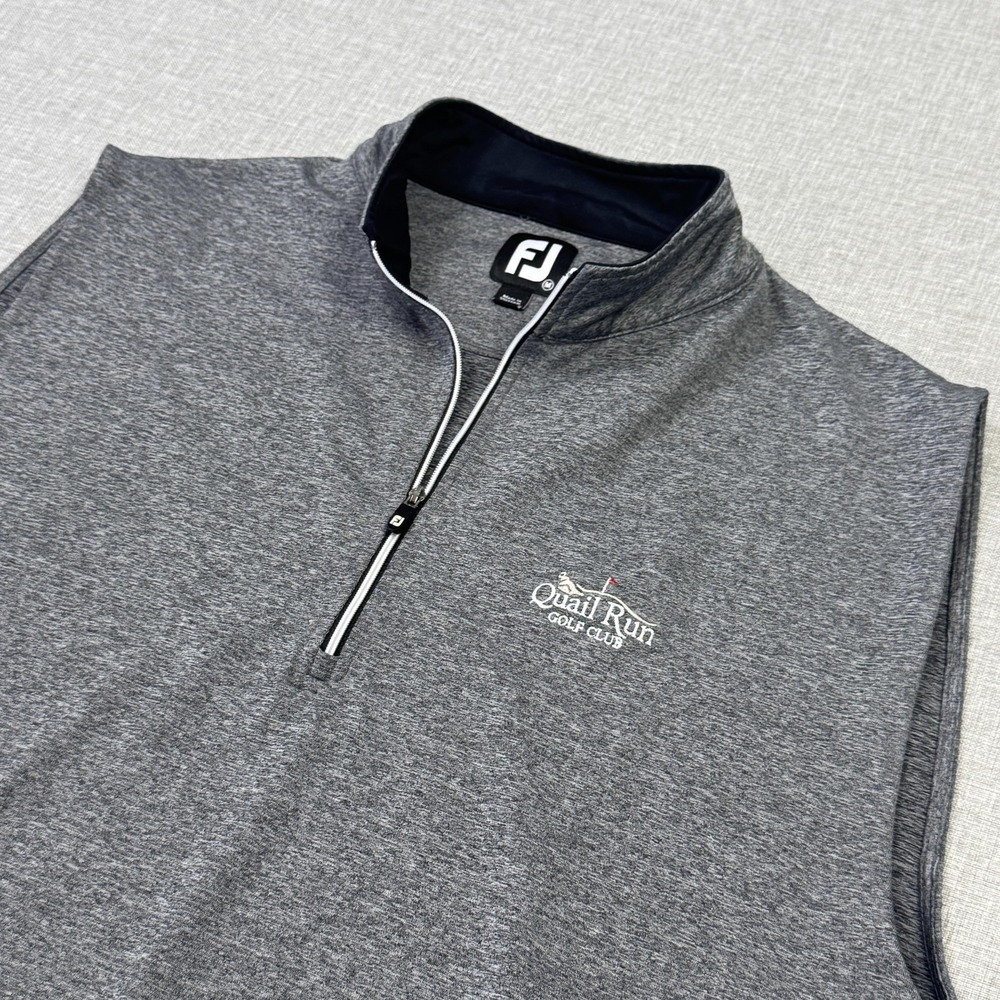 FootJoy Quail Run Golf Club Performance Vest Mens Medium Gray 1/4 Zip Stretch‎